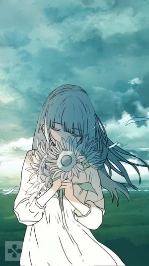 girl alone sunflower