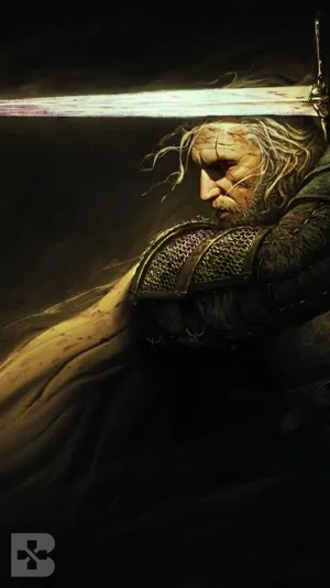 geralt of rivia with sword from witcher