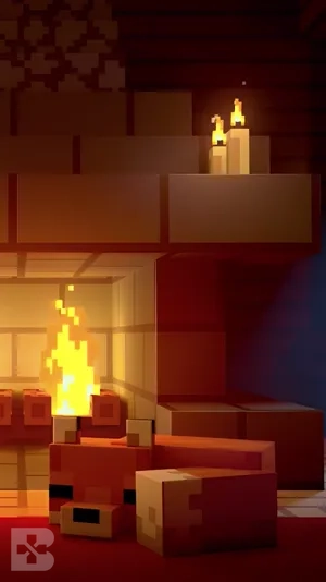 minecraft relaxing fireplace