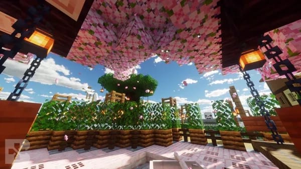 minecraft cherry tree garden