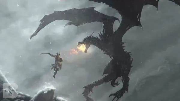 dragon battle in skyrim