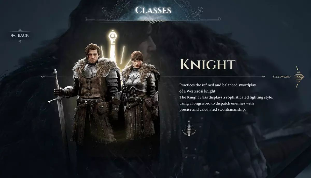 منوی انتخاب کلاس‌ها در Game of Thrones: Kingsroad