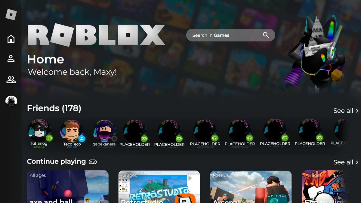 صفحه اصلی پلتفرم Roblox