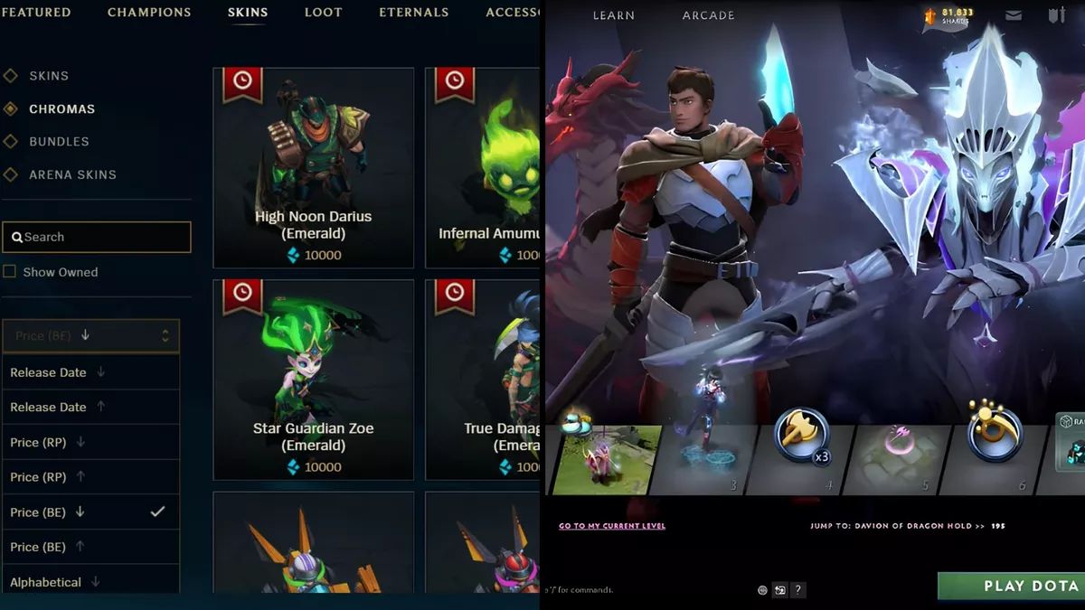 مقایسه نحوه درآمدزایی بازی های League of Legends و Dota 2