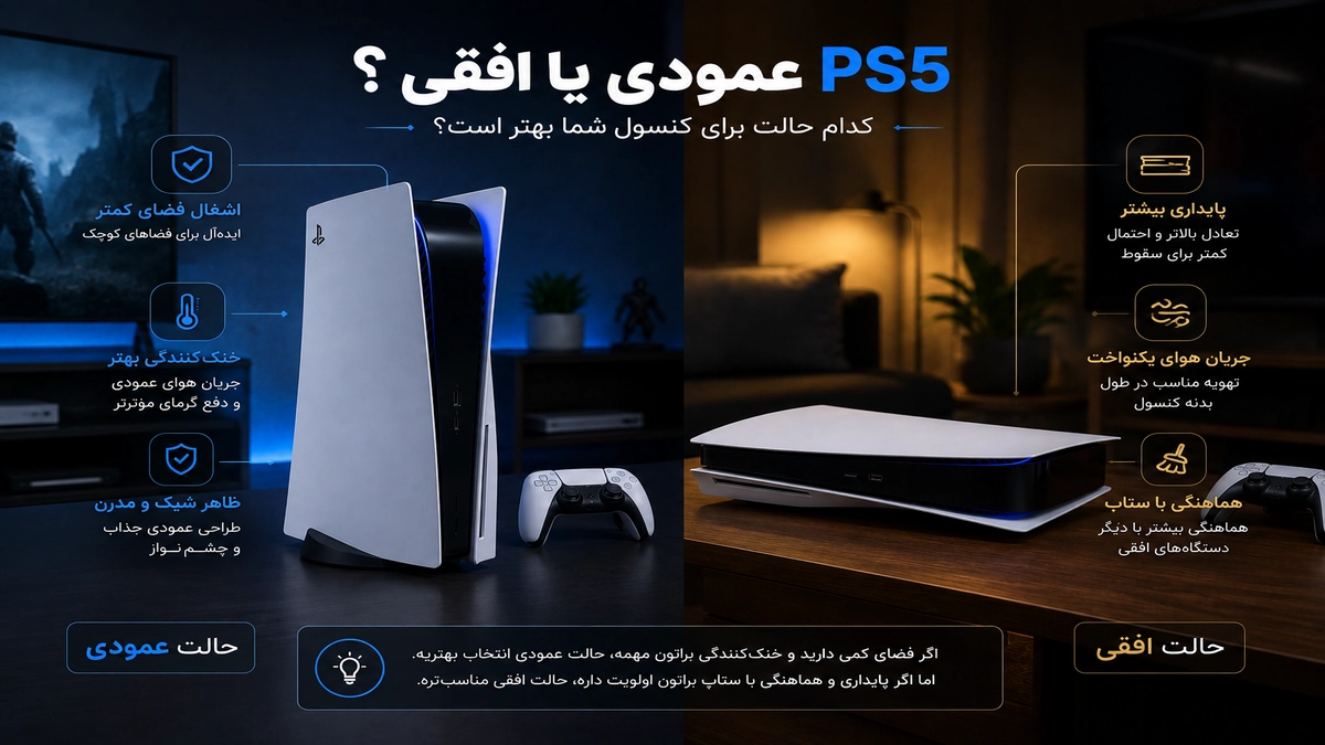ps5 عمودی بهتر است یا افقی ؟